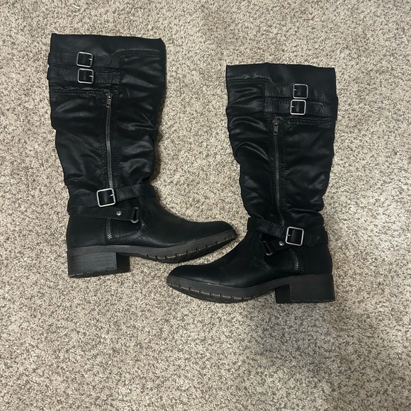 Kohl's Black Moto Boots with Buckles - Picture 1 of 6